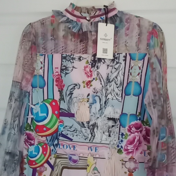 #265NWT French Elegant Temperament High Quality Cartoon Dress. Size: Small - Picture 11 of 15